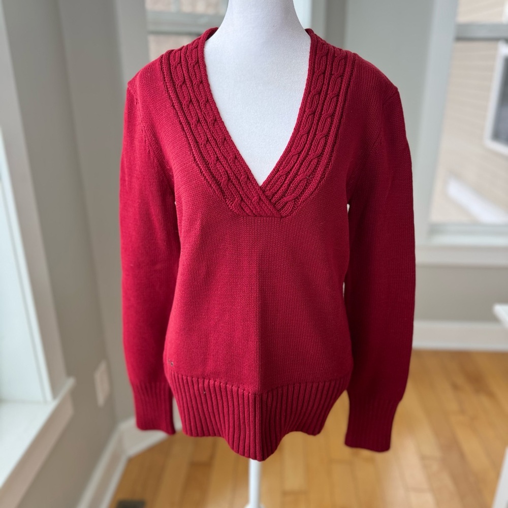 Vintage Y2K Converse One Star Red V Neck Cotton Sweater Size Large